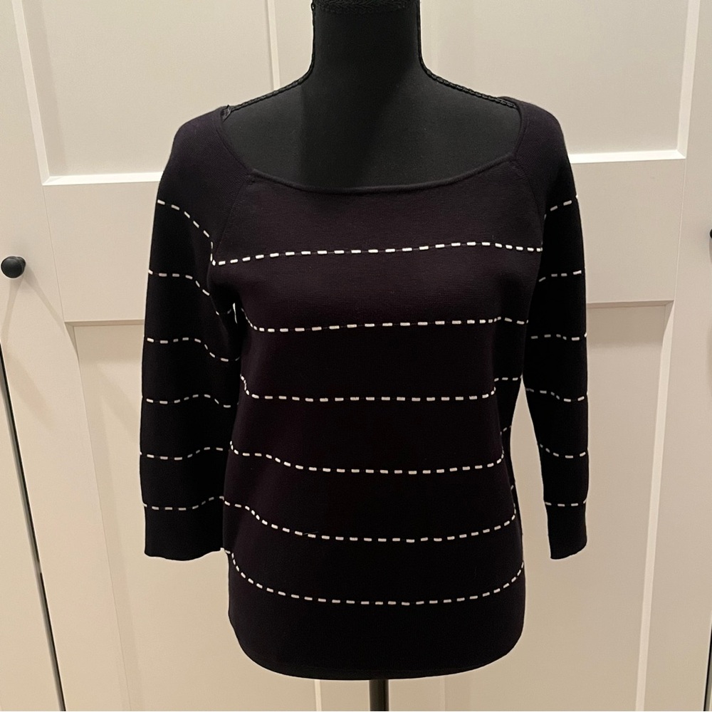 Monsoon Black and White Striped Cotton Sweater